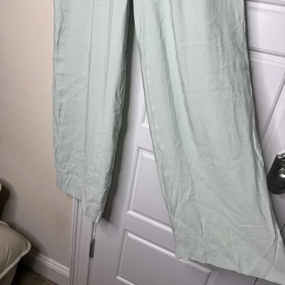 Zara Wide Leg Trousers Women's Small Lime Green High Waisted Modal Full Length - Picture 3 of 10